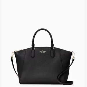 Kate Spade *Parker* black leather medium satchel classic crossbody bag K8214